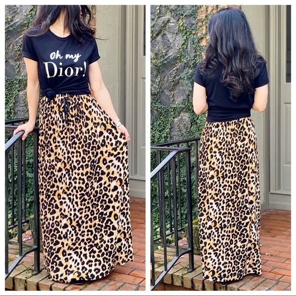 ✨RESTOCK ✨Leopard print pleated belted maxi skirt - Picture 4 of 7